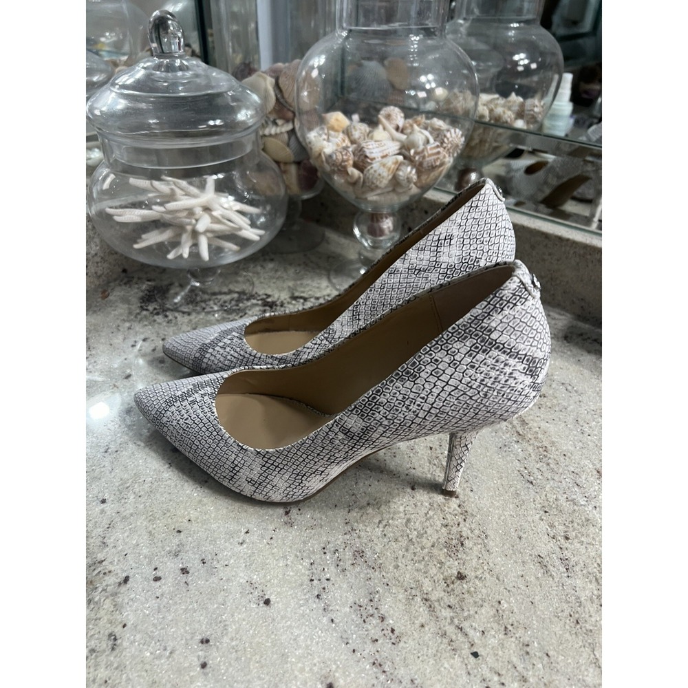 Michael Kors BLK White MK-Flex Mid Pump Snake High Heels 11 M